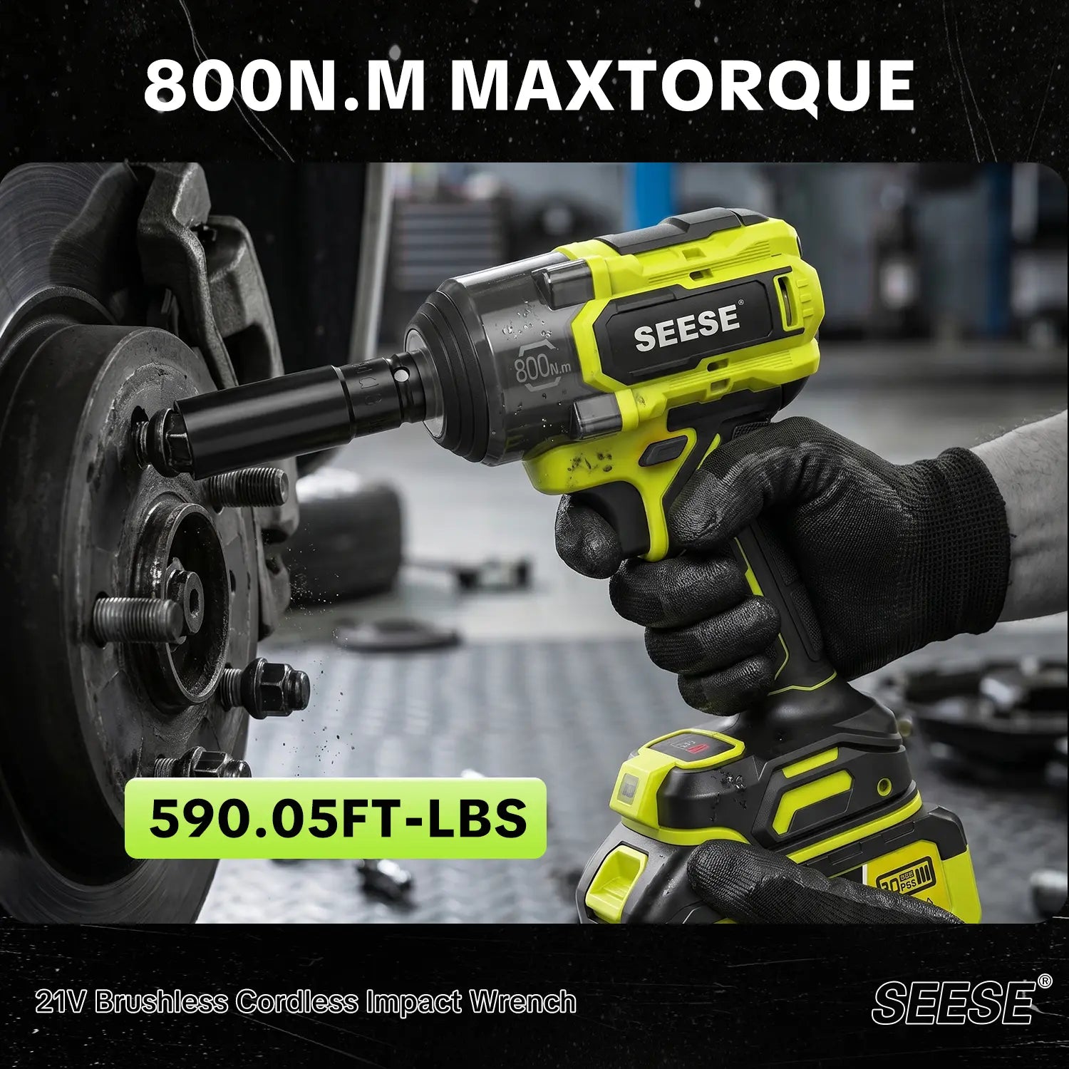 【Dealsforyoudays】Seese 3 in 1 Cordless Impact Wrench 590 Ft-Lbs(800N.M) 3200IPM 1/2 Impact Gun High Torque Electric Impact Driver Cordless Impact Wrench with 21V 2 X4.0Ah Battery ,LED Light,9 Sockets,8 Drills,6 Screws & Case for Homecar Tire Lug Nut Fathe