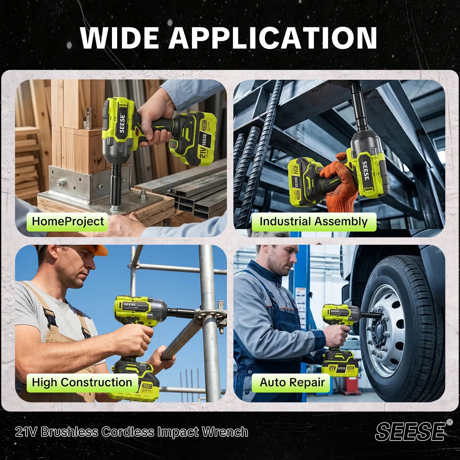 【Dealsforyoudays】Seese 3 in 1 Cordless Impact Wrench 590 Ft-Lbs(800N.M) 3200IPM 1/2 Impact Gun High Torque Electric Impact Driver Cordless Impact Wrench with 21V 2 X4.0Ah Battery ,LED Light,9 Sockets,8 Drills,6 Screws & Case for Homecar Tire Lug Nut Fathe