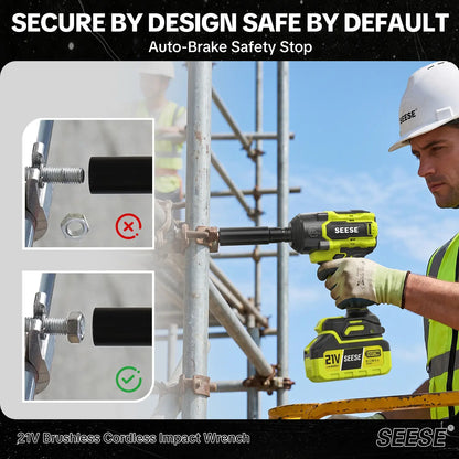 【Dealsforyoudays】Seese 3 in 1 Cordless Impact Wrench 590 Ft-Lbs(800N.M) 3200IPM 1/2 Impact Gun High Torque Electric Impact Driver Cordless Impact Wrench with 21V 2 X4.0Ah Battery ,LED Light,9 Sockets,8 Drills,6 Screws & Case for Homecar Tire Lug Nut Fathe