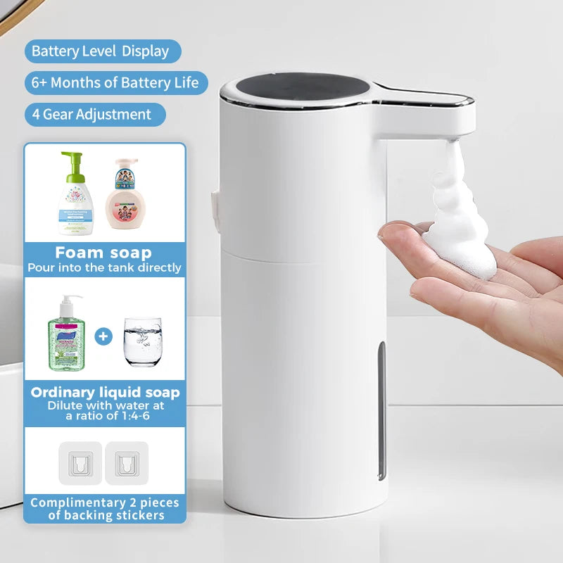 New Wall Mounted Automatic Soap Dispenser Foam Smart Hand Washing Machine 400Ml Liquid Rechargeable Bathroom Induction Sensor