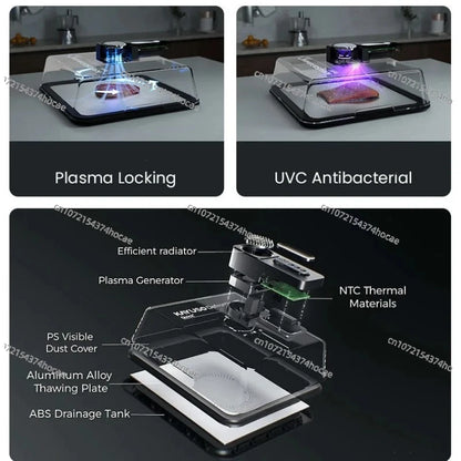 Type-C Charging Defrosting Box Ultra-Fast Fresh Recovery Machine Beef Frozen Food Meat Seafood Defrosting Plate