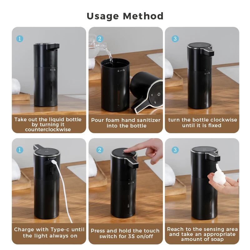 New Wall Mounted Automatic Soap Dispenser Foam Smart Hand Washing Machine 400Ml Liquid Rechargeable Bathroom Induction Sensor