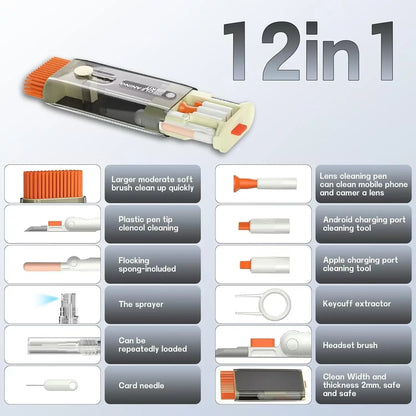 Keyboard Cleaner Laptop Cleaning Kit - 33-In-1 PC, Tech & Electronics Cleaning Tools with Retractable Brush, Earbud Cleaner