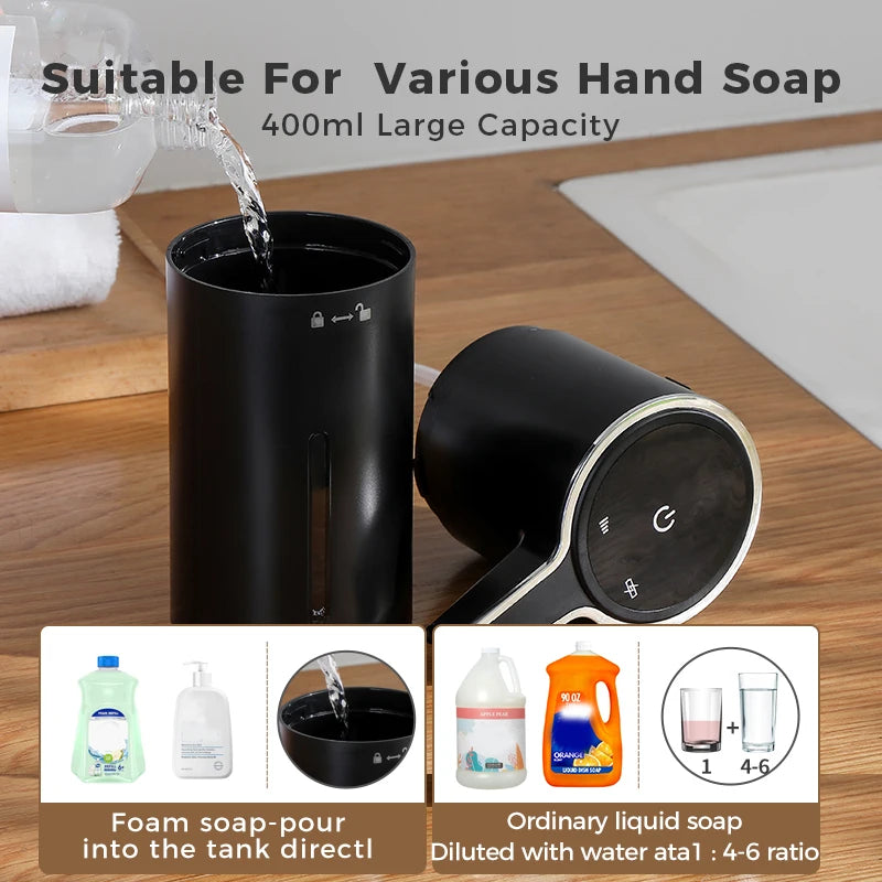 New Wall Mounted Automatic Soap Dispenser Foam Smart Hand Washing Machine 400Ml Liquid Rechargeable Bathroom Induction Sensor