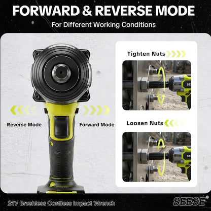 【Dealsforyoudays】Seese 3 in 1 Cordless Impact Wrench 590 Ft-Lbs(800N.M) 3200IPM 1/2 Impact Gun High Torque Electric Impact Driver Cordless Impact Wrench with 21V 2 X4.0Ah Battery ,LED Light,9 Sockets,8 Drills,6 Screws & Case for Homecar Tire Lug Nut Fathe